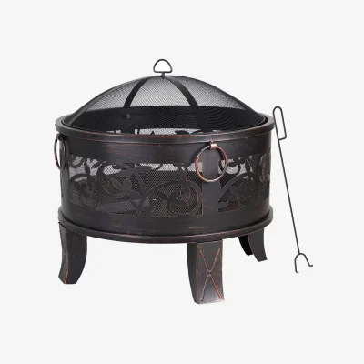 The Range Fire Pit Grill BBQ Garden Heater Steel - Bronze