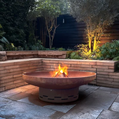 The Range Large Pre-Rusted Corten Steel Fire Pit 91cm - Rust