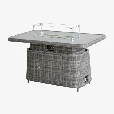 The Range Abrihome Aluminum Adjustable Fire Pit Table - 50,000 BTU, Tempered Glass Top - Grey