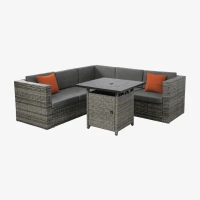 The Range Ascot Fire Pit Garden Set Grey - Grey
