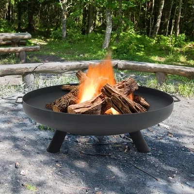 The Range Outdoor Corten Steel Fire Pit Bowl Stove Garden Brazier Wood Burner - Black / 120cm