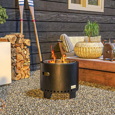 The Range Metal Round Smokeless Fire Pit - Black, Bronze Tone
