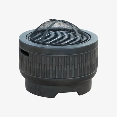 The Range Morbarrel Outdoor Garden Fire Pit with stainless steel cooking grill - Brown