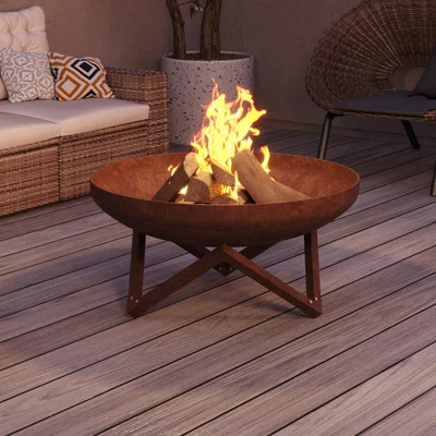 The Range Outdoor Corten Steel Bowl Fire Pit Heater Bowl Shape Burner - Rusty / 45cm