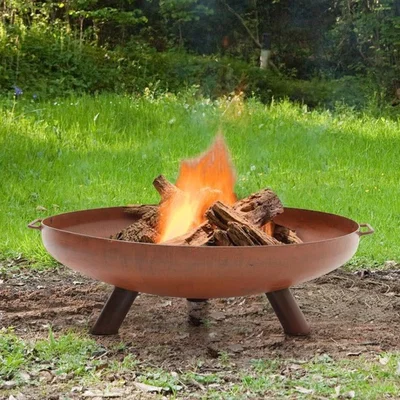 The Range Outdoor Corten Steel Fire Pit Bowl Garden Brazier Wood Burner - Bronze / 80cm