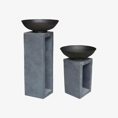 The Range Fire Pit with Metal Fire Bowl and Hollow Concrete base for Log - Black