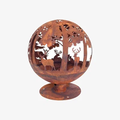 The Range Woodland Scene Fire Globe - Rust Effect