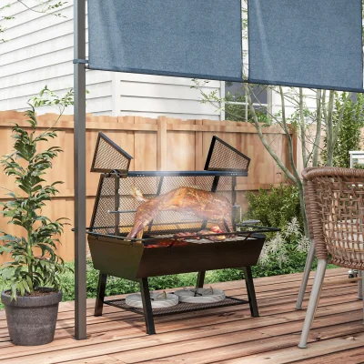 The Range 3-in-1 BBQ Rotisserie Grill Roaster Fire Pit - Black