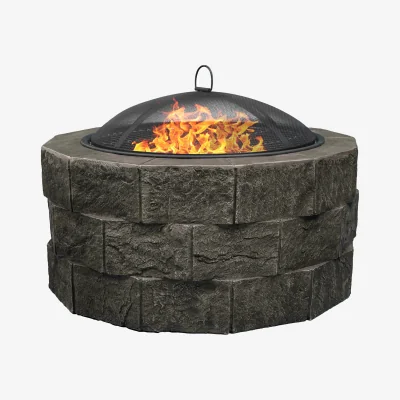 The Range RENOVATO Garden and Patio Fire Pit and BBQ with Eco Stone Finish - Grey