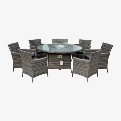 The Range Amazon Firepit Table with 6 Chairs - Grey / 90kg