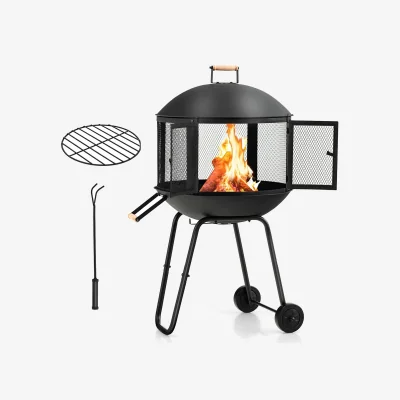 The Range 2-in-1 Fire Pit Outdoor Design BBQ - Black