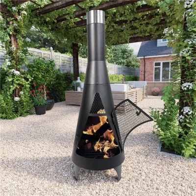The Range Austin Metal Chiminea Fire Pit Heater - Black