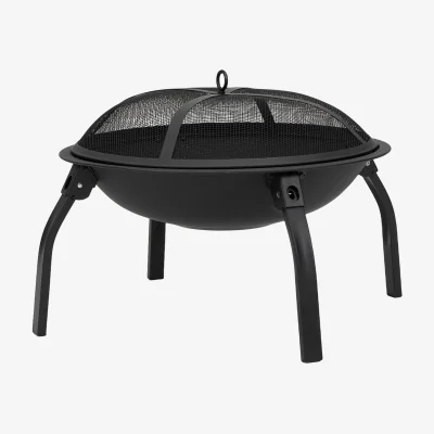 The Range Breeins Heavy Duty Fire Pit with Spark Screen and Grill Grate - Black