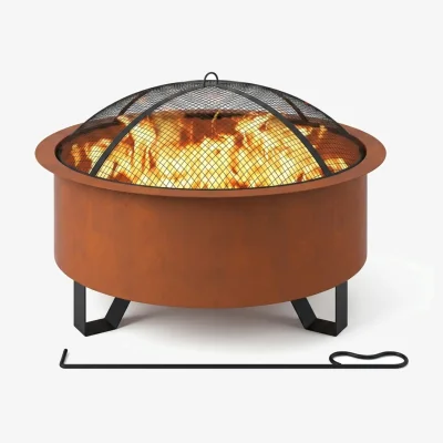The Range Teamson Home Fire Pit Outdoor Heater 66cm Brown Steel Garden Patio - Brown