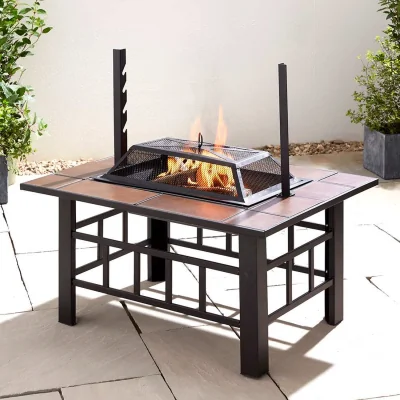 The Range 3 in 1 Fire Pit BBQ Grill Ice Cooler - Black
