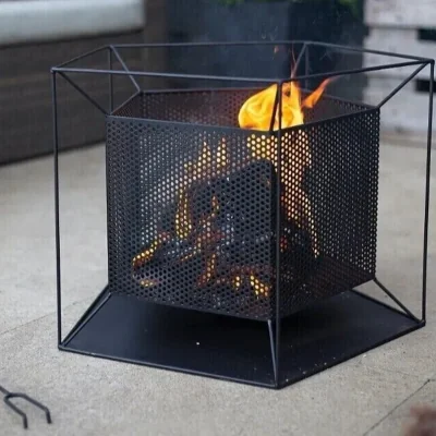 The Range Fire Pit Steel Chiminea Log BBQ - Black