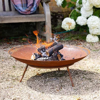 The Range Pre-Rusted Corten Steel Fire Pit and Water Bowl - Rust / 60cm