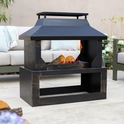 The Range Outdoor Log Burner - Brushed Bronze
