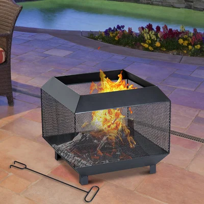 The Range Garden Square Firepit Heater Stove  - Black