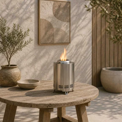 The Range Balatti Small Stainless Steel Tabletop Smokeless Fire Pit, Silver Tone