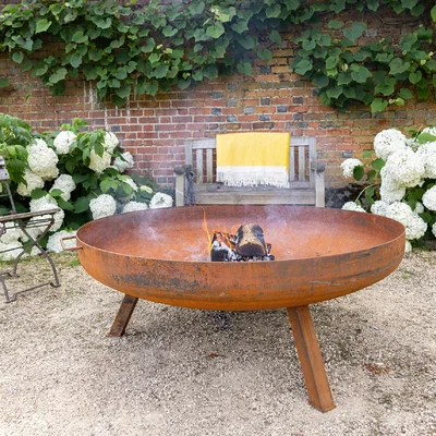 The Range Corten Steel Fire Bowl With Legs 120cm Diameter - Rust
