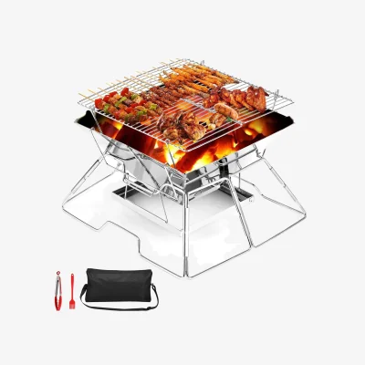 The Range Portable Fire Pit BBQ For Camping - Silver