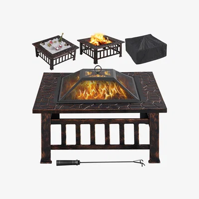 The Range Square Metal Fire Pit for Camping - Copper
