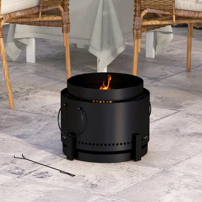 The Range Round Metal Smokeless Fire Pit - Black