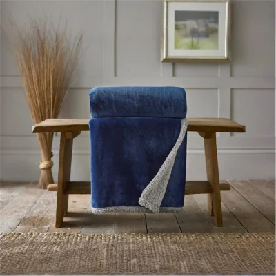 Amara Blackbrook Sofa Throws - Navy/Platinum