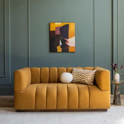 Atkin & Thyme Sloane Fluted 2-Seat Sofa In Mustard Boucle