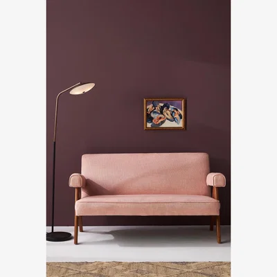 Anthropologie Ashton Linen Upholstered Teak Sofa
