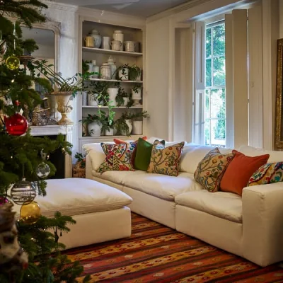 Andrew Martin Truman Large White Linen Sectional Sofa | Large Sectional Sofa | Oversized Sectional Sofa | White Linen Modular Seating - Andrew Martin
