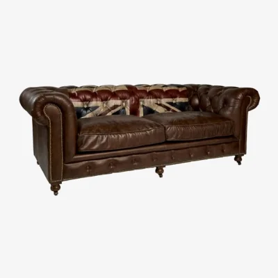 Andrew Martin Rebel Sofa Union Jack, Sofa, Blue/Brown/Red - Andrew Martin Leather