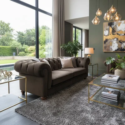 Arighi Bianchi Britannia Velvet Sofa, 4 Seater / Brown