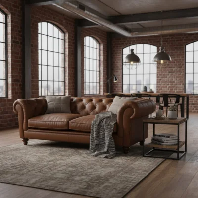 Arighi Bianchi Britannia Leather Sofa, 3 Seater / Gold