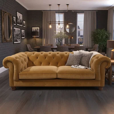 Arighi Bianchi Britannia Velvet Sofa, 2 Seater / Gold