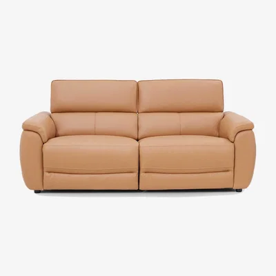 Barker and Stonehouse Glendale 2.5 Power Seater & Headrest Recliner Sofa, Brown Leather | Barker & Stonehouse