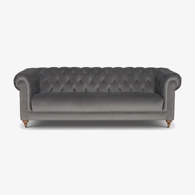 Barker and Stonehouse Ullswater 4 Seater Velvet Sofa, Grey | Barker & Stonehouse