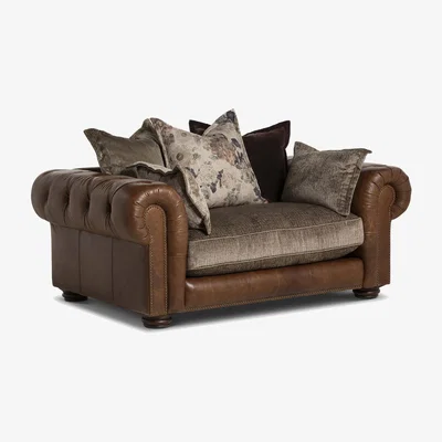 Barker and Stonehouse Taunton 1.5 Seater Sofa, Brown Fabric & Leather | Barker & Stonehouse
