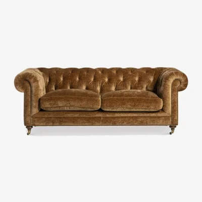 Barker and Stonehouse Highgrove 3 Seater Sofa, Gold Fabric | Barker & Stonehouse