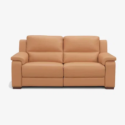 Barker and Stonehouse Grayson Large Dual Power Recliner Sofa, Orange Leather | Barker & Stonehouse