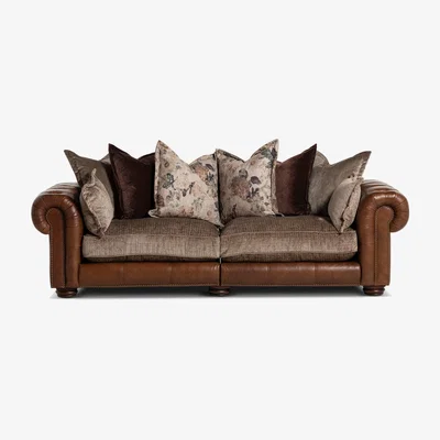 Barker and Stonehouse Taunton 3.5 Seater Sofa Split, Brown Fabric & Leather | Barker & Stonehouse