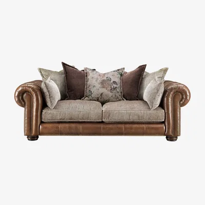 Barker and Stonehouse Taunton 3 Seater Sofa, Brown Fabric & Leather | Barker & Stonehouse