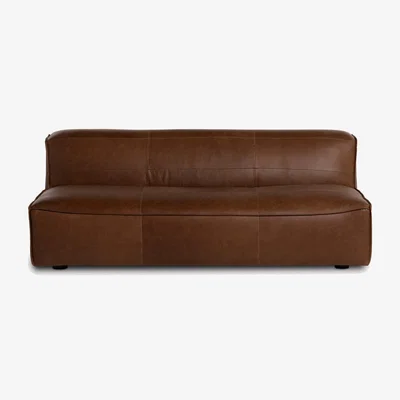 Barker and Stonehouse Loma 3 Seater Armless Sofa, Brown Leather | Barker & Stonehouse