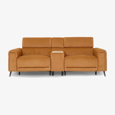 Barker and Stonehouse Kerren 2.5 Seater Power Recliner Recliner Sofa, Orange Fabric | Barker & Stonehouse