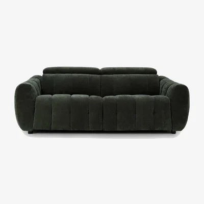 Barker and Stonehouse Montgomery 2.5 Power Seater & Headrest Recliner Sofa, Green Fabric | Barker & Stonehouse