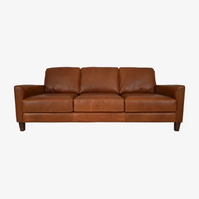 Barker and Stonehouse Albard 3 Seater Sofa, Brown Leather | Barker & Stonehouse