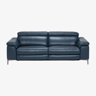 Barker and Stonehouse Paolo 3.5 Sofa With 2 Electric Recliners, Navy Leather | Barker & Stonehouse