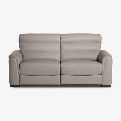 Barker and Stonehouse Garner Large Dual Power Recliner Sofa, Grey Leather | Barker & Stonehouse
