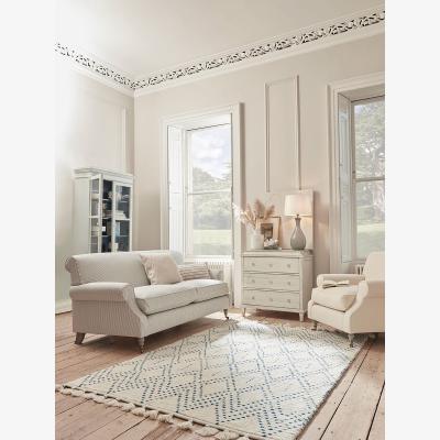 Cox and Cox Annecy Three Seater Sofa – Pale Stone Opulent Cotton Velvet